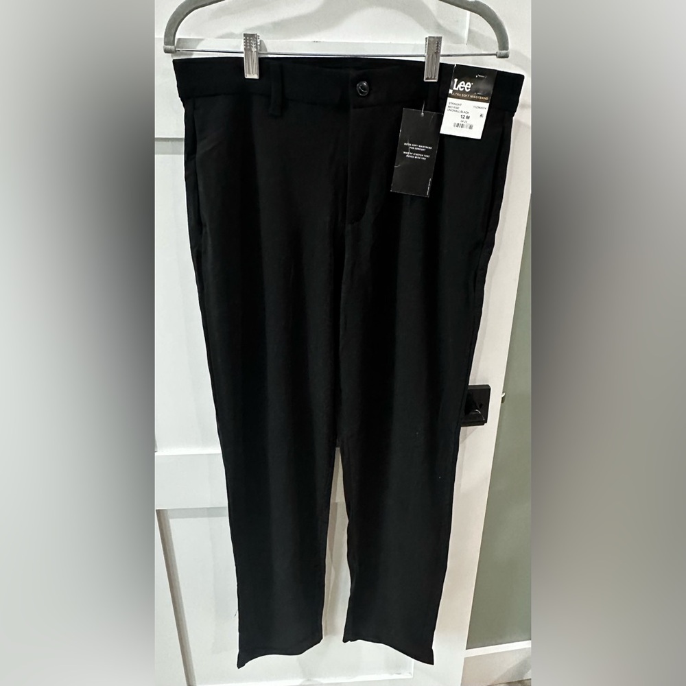 NWT Lee Women's Ultra Soft Waistband Straight Leg Midrise Pants black 12M